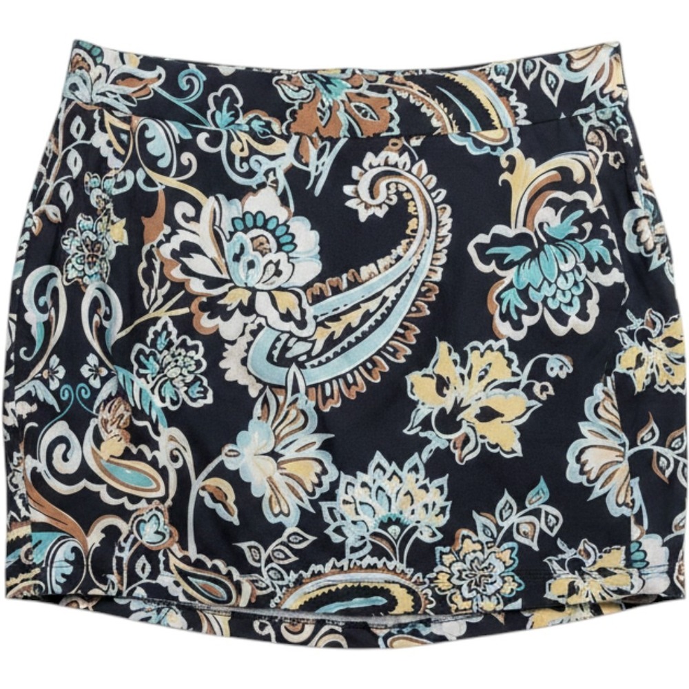 Chicos Skort Women Large Navy Paisley Floral Activewear Pockets Stretch Skirt